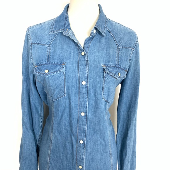 Gap Chambray Denim Shirt Dress Size Large - Picture 2 of 8